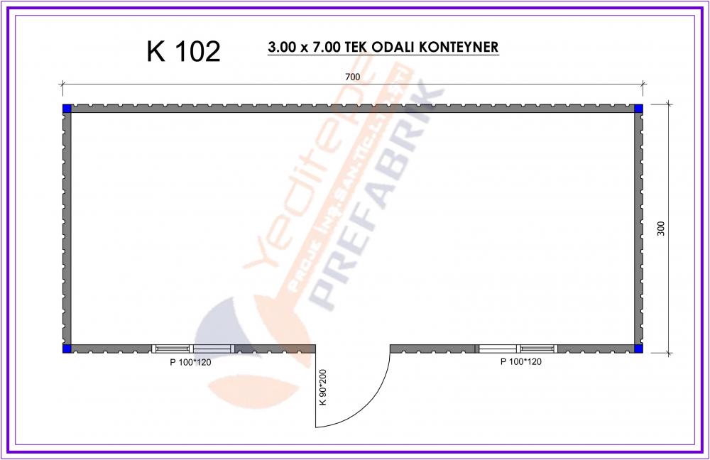 K102 3x7 Kontyener